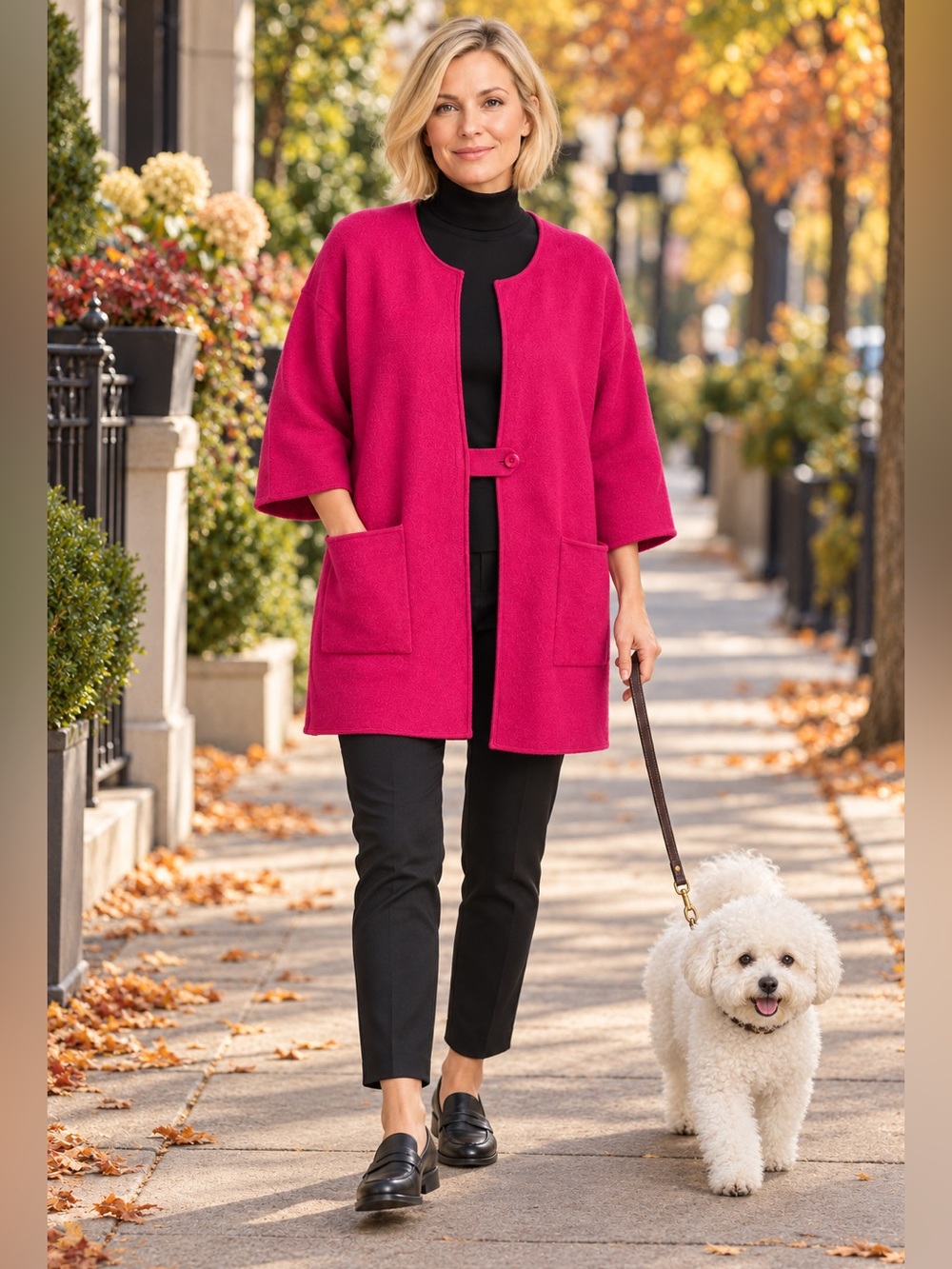 Masai Fuchsia Boiled Wool Kimono Jacket XS Scandanavian Lagenlook Dopamine dress